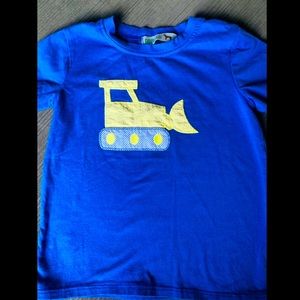 Gingham design on blue tee